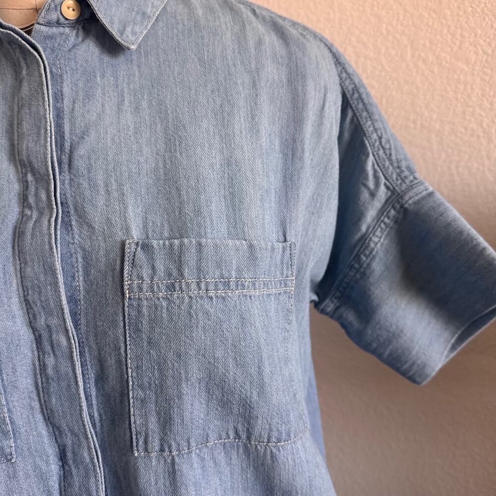 Madewell | Light Wash Chambray Shirt Dress XS Button Front Casual Denim - Picture 11 of 14